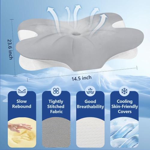 Cervical Neck Pillow for Neck Pain Relief and Sleeping, Ergonomic Contour Memory Foam Pillow with Breathable Pillowcase, Neck Support Pillow for Side, Back, Stomach Sleepers