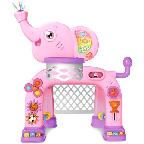 Shemira Toddler Basketball Hoop & Soccer Goal Activity Center Toys with Light & Music,Elephant Toddlers Musical Toys Gift, Baby & Toddlers Christmas Birthday Gift for 1 2 3 Year Old Boys & Girls