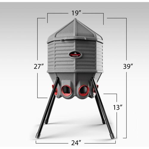 CoopWorx Poultry Feeder - 80 lb Capacity - Adjustable Height - UV Stable - Weather Resistant - 8 Feed Ports - Silo Shaped Design - Rust-Proof - Intended for Chickens/Ducks/Turkeys - Made in USA