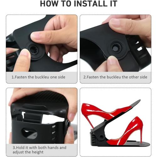 Shoe Slots Organizer 20 Pack - Shoe Stackers, Space Savers 50%, 4 Levels Adjustable, Double Layer Holders for Closet, White