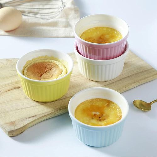 Ramekins 6oz Oven Safe,Creme Brulee Ramekin and Souffle Dishes,Porcelain Baking Bowls,Dipping Sauce Dish.Pudding Cups,Set of 6,Red