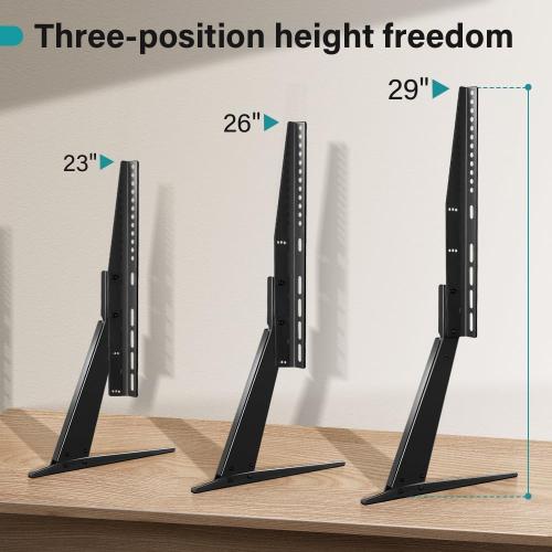 Black Universal TV Stand Tabletop for 27 to 65 inch LCD Flat Screen TV,Max VESA 800 x 400mm, Height Adjustable TV Base Holds up to 88lbs