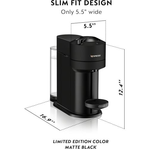 Nespresso Vertuo Next Coffee and Espresso Maker by De'Longhi, Matte Black