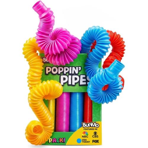 BUNMO Pop Tubes - Sensory Toys - Fidget Toys - Imaginative Play & Stimulating Creative Learning - Hours of Fun for Kids - Tons of Ways to Play - Non-Mouthable Toy 3  - 4 Pack Large