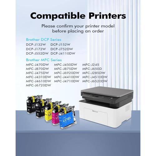 INK4U Compatible LC103 Ink Cartridges Replacement for Brother LC103XL LC101XL with MFC-J870DW MFC-J6920DW MFC-J6520DW MFC-J450DW MFC-J470DW Printer (4 Black,2 Cyan,2 Magenta,2 Yellow) 10 Combo Pack
