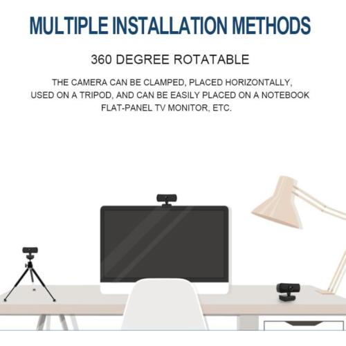 Hilitand 1080P Business Webcam with Microphone, USB 4K Web Computer Camera, for Live Broadcast/Net Class, Computer Accessory for 2000 /XP /7/8(Black)