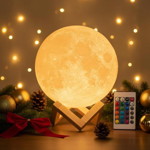 Mydethun 7.1 Inch Large 16 Colors Moon Lamp – 148 Combination Modes, Remote/Touch Control, Rechargeable LED Night Light, Christmas Gifts for Women, Party Favors Décor