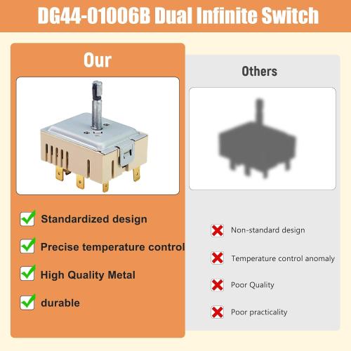 DG44-01006B PER001-12D Dual Infinite Switch Compatible with Samsung Range Surface Element Control, DG44-01006B Dual Infinite Switch Replaces for Samsung PER001-12D, for Stove Replacement Parts