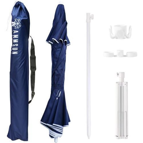 AMMSUN Shade Umbrella, Premium Portable Umbrella with Stand, 6.5ft Lightweight Free Standing Canopy for Sporting Games, Adjustable Instant Sun Protection and Easy to Carry, Navy Blue