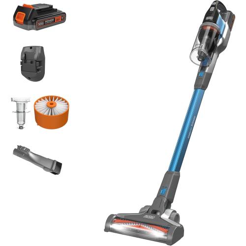 BLACK DECKER Cordless Vacuum, Powerseries Extreme, Stick Vacuum Cordless Rechargeable, Interchangeable Floorhead with Crevice Attachment, 3 Speed Control, Lightweight, Blue (BSV2020G)
