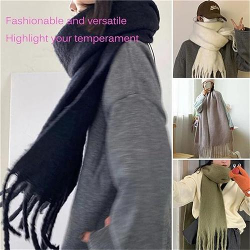 Fashion Imitation Wool Scarf, Chunky Scarf Tassel Soft Scarf, Winter Oversized Thick Warm Scarf