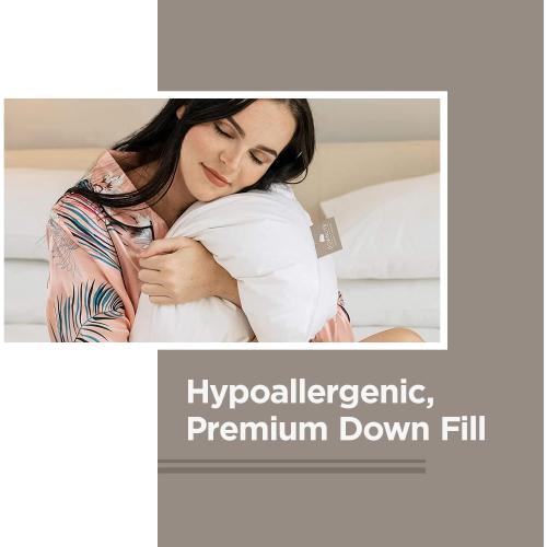 DOWNLITE Flat & Soft Down Pillow – Hypoallergenic Premium Down (Not Feathers) – Standard Size, 20 x 26