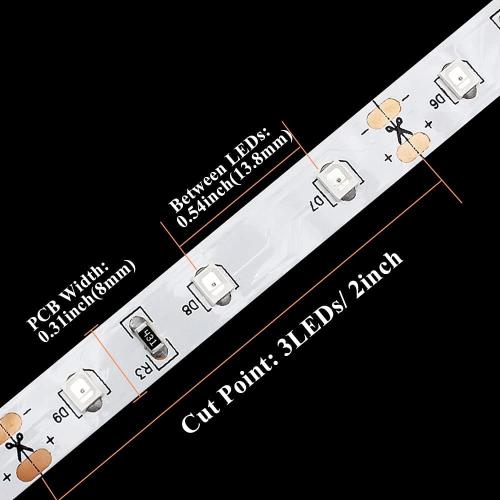 Infrared (850nm) LED Light Strip 16.4ft/Reel DC12V Single Chip Flexible LED Strips 300LEDs Cuttable, Low Glow, Wide Coverage Non-Waterproof Infrared LED Light for Therapy, Sauna, Camera, Thermal Scan