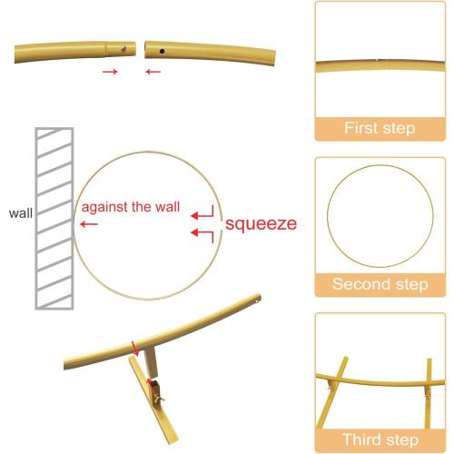 Round Golden Metal Balloon Arch Kit (6.7FT), Wedding Circle Backdrop Stand Frame for Birthday Party, Bridal Shower, Graduation, Photo Background Decoration.