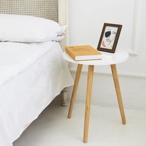 AWASEN Round Side Table, Small Accent Table Nightstand Modern End Table for Living Room Bedroom Office Small Spaces, 15.7''D x 19.69''H (White)