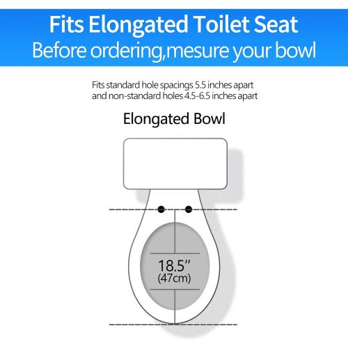 White MUU Toilet seat, Slow Close, White heavy duty Toilet Seat with Non-slip Seat Bumpers Easy to Install & Clean PP Material Replacement Toilet Seat Fits All Toilet Brands Elongated Toilets(MU220-PP)