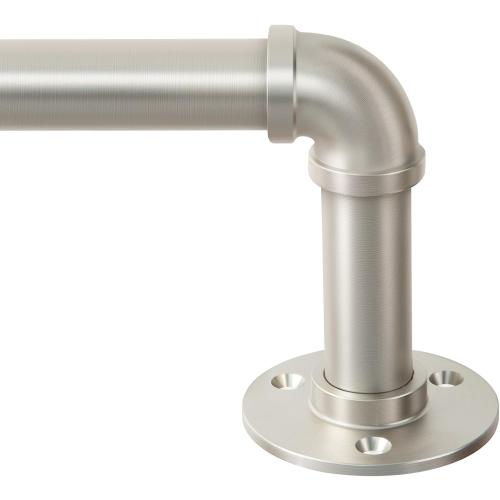 Zeerobee Curtain Rods for Windows 66 to 120, 1 Inch Industrial Wrap Around Curtain Rod, Indoor/Outdoor Room Divider Adjustable Drapery Pole, 66-120, Brushed Nickel