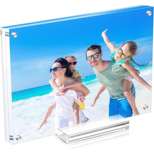 1 Pack Acrylic Picture Frame 11×14 Clear Double Sided Magnetic Photo Frame - Frameless Baby Friend Family Picture Desktop Display with Support Stand and Gift Boxes