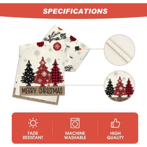 Artoid Mode Red Pine Trees Merry Christmas Table Runner, Winter Xmas Holiday Kitchen Dining Table Decoration for Home Party Decor 13x72 Inch