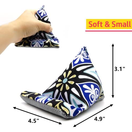 Blue Phone Holder for Desk, Phone Pillow Stand for iPhone 13 14 Handmade Fabric Phone Stands Bean Bag Phone Holder (Bohemia Pattern)