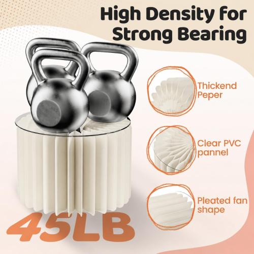 HeiMma 6 Pack Buffet Risers, Foldable Accordion Food Display Risers with Acrylic Disc, Dessert Table Display Set, Cardboard Paper Cupcake Cake Stand for Party Cylinder Stands for Parties Drink Collectibles Jewelry Figures, White