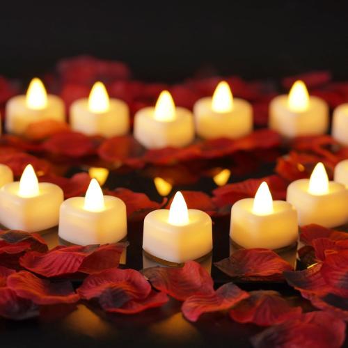 Homemory Rose Petals and Candles Set for Romantic Decorations Special Night, 2000 Pcs Red Rose Petals with 30Pcs LED Heart Candles Lights for Proposal, Anniversary, Birthday, Wedding Decor