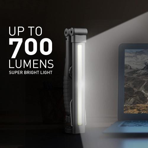 Dr. Prepare LED Work Light, 700 Lumens Foldable Rechargeable Work Light, 3200mAh Cordless Portable Magnetic COB LED Inspection Light for Car Repair, Home, Garage, Emergency