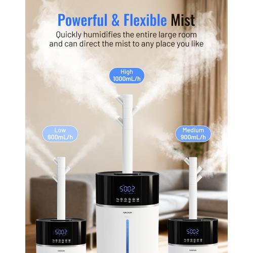 Yokekon Cool and Warm Mist Humidifier Large Room, 4.76Gal/18L Humidifiers for Home 2500 sq ft, Air Humidifiers for Bedroom with Diffuser&Extended Tube, Whole House Humidifiers for Nursery Baby Plants
