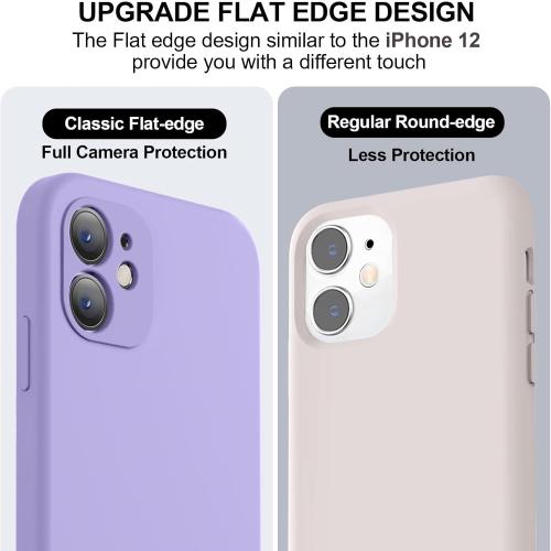 Vooii Compatible with iPhone 11 Case, Upgraded Liquid Silicone with [Flat Edges] [Camera Protection] [Soft Anti-Scratch Microfiber Lining] Phone Case for iPhone 11 6.1 inch - Light Purple