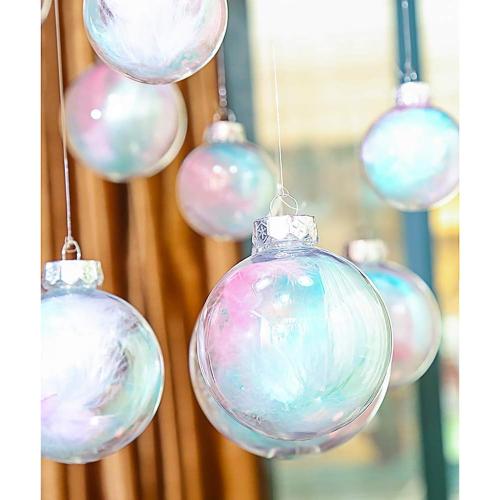 Kingrol 30 Pack 3.15 Inch Clear Plastic Fillable Ornament Balls, for DIY Craft Projects, Christmas, Wedding, Party, Home Decor