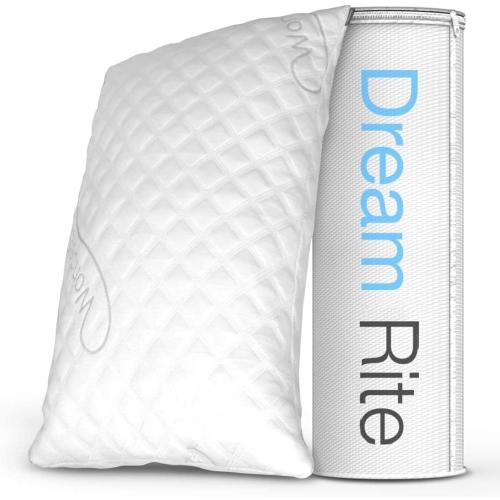 Dream Rite Shredded Memory Foam Pillow Series Luxury Adjustable Loft Home Pillow Hotel Collection Grade Washable Removable Cooling Bamboo Derived Rayon Cover- Queen 1 Pack