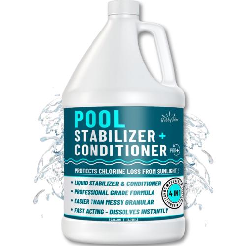 BubbyShine, Pool Stabilizer - Cyanuric Acid Pool Stabilizer, Liquid Chlorine Stabilizer for Pool Chemicals, Swimming Pool Conditioner Stabilizer, for Salt Pool & Chlorine, 1 Gallon