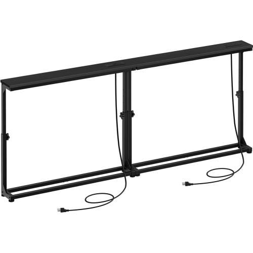 HOOBRO Narrow Console Table Set of 2 with Charging Station, Adjustable Height Sofa Table (25''-32.9''), Slim Behind Couch Table for Small Spaces, Entryway, Living Room, 78.8 Black BB95UXGP201