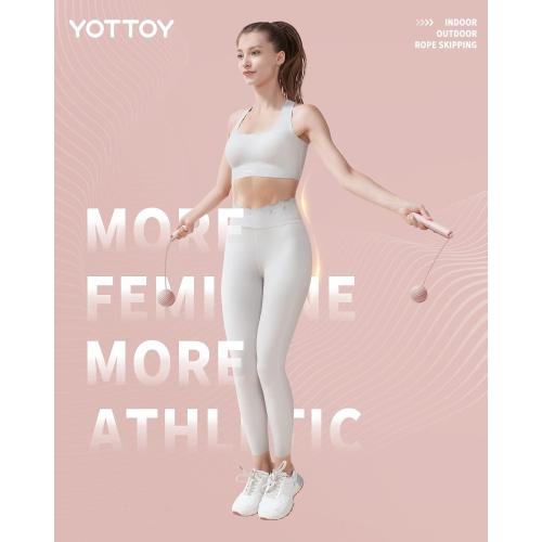 YOTTOY Skipping Ropes for Adults -Cordless Counter Jump Rope with Large Cordless Ball-Weighted Jump Rope for Women with LCD Display