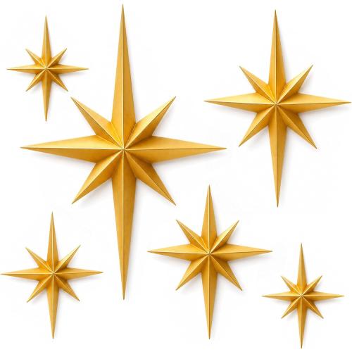 Shudyear 2 Pack Starburst Wall Decor Set, Retro Mid Century Modern Star Wall Art, Gold/Black Plastic Celestial Wall Sculptures for Living Room, Bedroom, Apartment Decor (Gold)