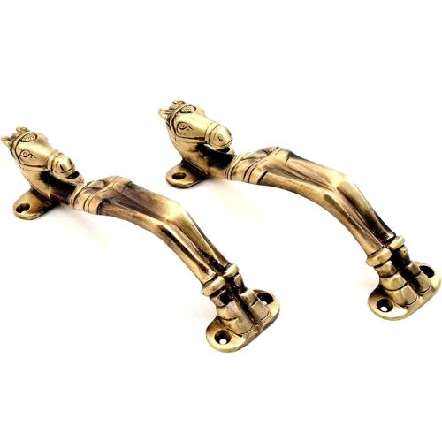 eSplanade Brass Door Handle Pair (2 pcs) | Home Decor | Door Decor | Pair of Brass Door Handles (Horse Head)