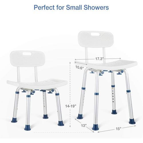 GreenChief Shower Chair with Back Removable - Small Shower Stool for Inside Shower, Narrow Bathtub Chair, Adjustable Shower Seat for Seniors, Elderly, Handicap, Disabled (300 LBS)