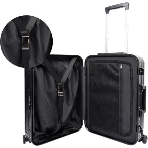 magallanes 20 Inch All Aluminum Carry On Luggage with Laptop Compartment - Zipperless Hard Shell Suitcase, 22x14x9 Airline Approved with Dual TSA Locks & Silent Spinner Wheels, Black