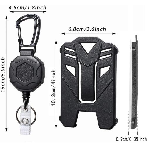 Badge Holder Retractable Clip Heavy Duty Carabiner Badge Reel Keychain with Lanyard ID Cards Holder Cool Tactical ID Holder