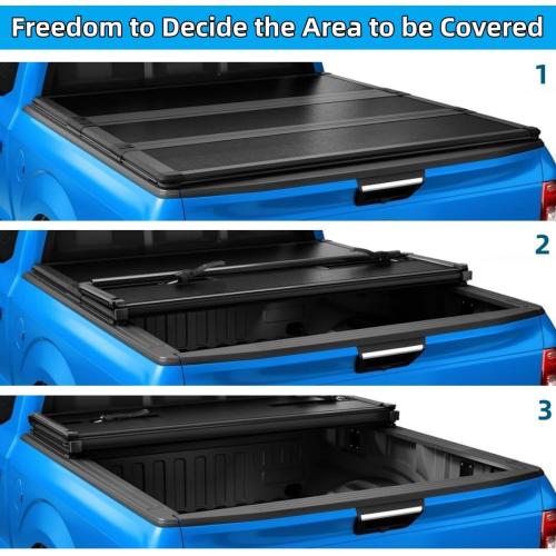 Hard Folding Truck Bed Tonneau Cover 5.5FT Short Box Replacement for Ford F-150 2015 2016 2017 2018 2019 2020 2021 2022 2023 2024 Tri-Fold Style Waterproof Tonneau Covers Vahaha