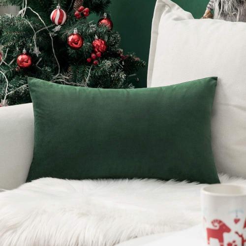 MIULEE Velvet Pillow Cover Soft Luxury Decorative Throw Pillow Cover Single Lumbar Rectangle Cushion Case Home Decor for Couch Sofa Bedroom Car,12x20 Inch Army Green