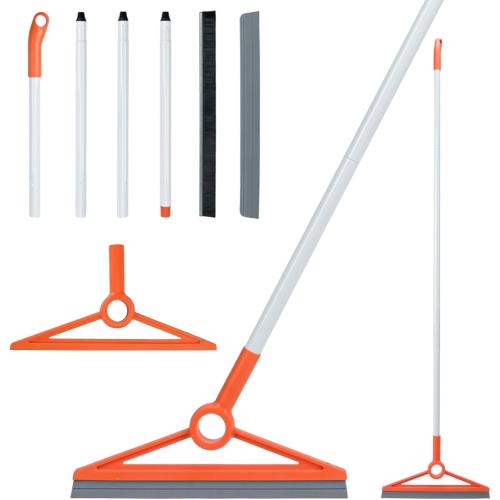 MAVRIZ Air Broom with Removable Rubber Strip and Brush Bristle, Silicone Broom for Indoor Cleaning, Multifunctional Floor Squeegee for Dust, Hair, Liquids