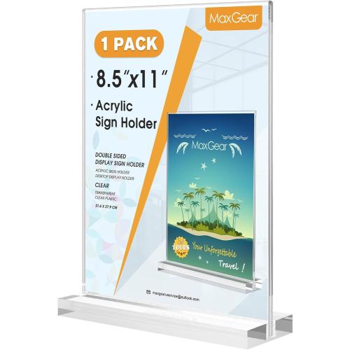 MaxGear Acrylic Sign Holder 8.5 x 11 Double Sided Menu Holder, 1 Pack