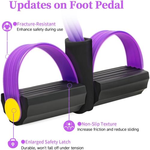 Pedal Resistance Bands with Handles, Upgrade 6-Tubes Manual Tension Training Pedal, Natural Rubber Foot Pedal Resistance Bands, Multifunction Fitness Bands for Abdomen, Waist, Arm, Leg