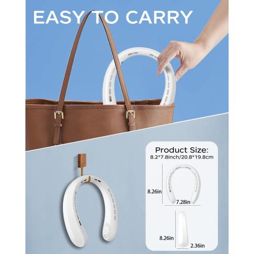 Neck Fan, Portable Fan around Neck, 5200mAh Battery Operated Wearable Personal Fan with USB Rechargeable, 3 Wind Speed,Ultra Quiet, Bladeless,Headphone Design for Travel, Men Women