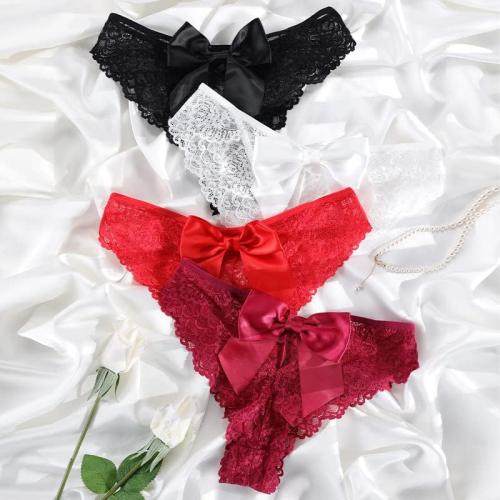 3pk Evankin Limited Edition Red, White, and Black Lace Bow Sexy Briefs with Pure Cotton Crotch for Women's Christmas Underwear