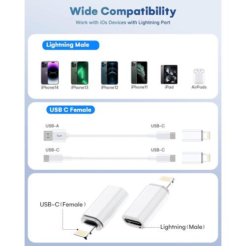 LERTOSEN MFi Certified USB C to Lightning Adapter 2-Pack