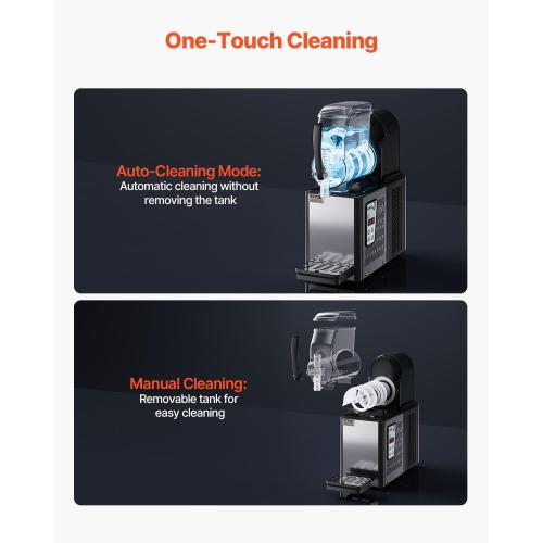 VEVOR Commercial Slushy Machine, Single Tank Frozen Drink Machine, Stainless Steel Margarita Smoothie Frozen Drink Maker, Slushie Maker for Home Party Restaurants Cafe Bars