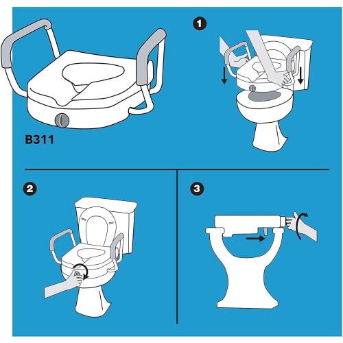 Carex E-Z Lock Raised Toilet Seat With Handles, 5 Toilet Seat Riser with Arms, Handicap Raised Toilet Seat For Seniors and Elevated Toilet Seat