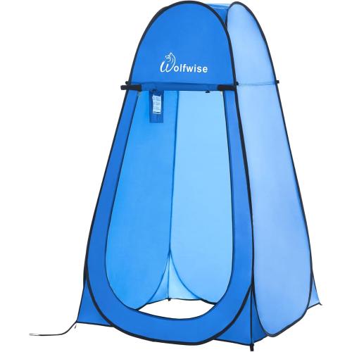 Wolfwise Pop Up Shower Tent, Portable Instant Changing Tent with Ventilation Window & Carry Bag, Privacy Bathroom Toilet Tent for Beach, Camping & Outdoor, Width 47.2 , Height 82.7 , Blue
